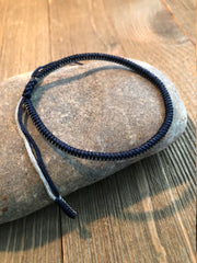 Lucky Knot Bracelet, Tibetan Buddhist Lucky Knots Bracelet Navy Blue/Silver For Wisdom, Confidence, Perseverance