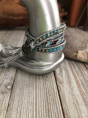Japanese seed bead, crystal beads 3 wrap leather bracelet, Boho wrap bracelet, Yoga meditation bracelet, Bohemian Bracelet