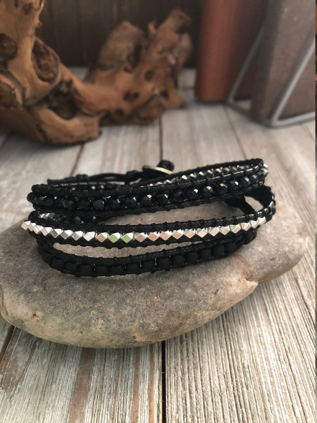 Pumice Lava stone 3 wrap bracelet,  Boho wrap bracelet, Yoga meditation bracelet, Bohemian Bracelet