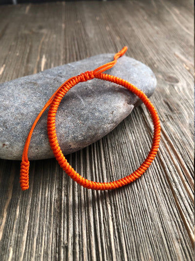 Lucky String Bracelet, Tibetan Buddhist Lucky Knots Bracelet - Orange For Abundance and Prosperity
