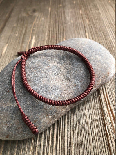 Lucky Knot String Bracelet, Tibetan Buddhist Lucky Knots Bracelet - Brown For Stability, Confidence