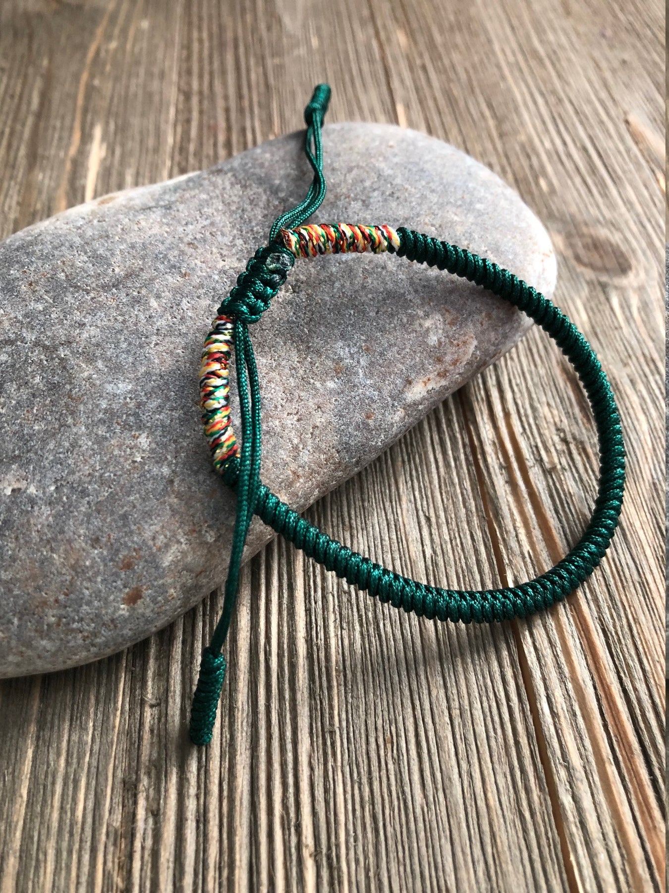 Lucky String Bracelet, Tibetan Buddhist Lucky Knots Bracelet Dark Gree –  Bungalow Daisy