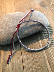Lucky Knot Bracelets, Tibetan Buddhist Lucky Knots Bracelet Dark Red/Silver For Leadership, Protection, Encourage