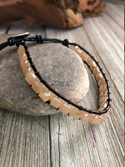 Blush Pink Quartz Chakra Bracelet,  Healing property crystals, Boho bracelet, Good Luck bracelet, Mandala bracelet, Meditation bracelet