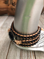 Blue sandstone semi precious stones, 3 wrap Bracelet, Boho beaded wrap bracelet, Yoga meditation bracelet, Bohemian Bracelet