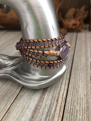 Amethyst semi precious stones, 3 wrap Bracelet, Boho beaded wrap bracelet, Yoga meditation bracelet, Bohemian Bracelet