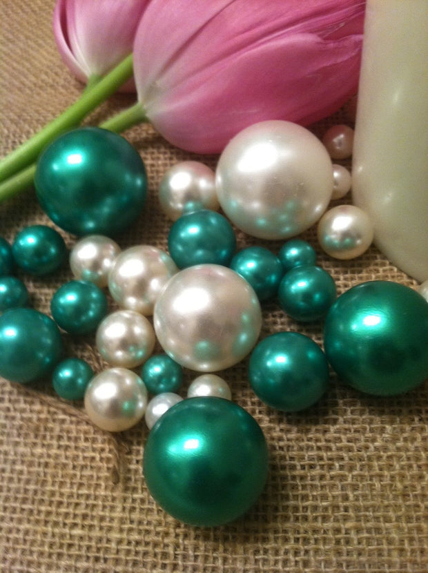 Wedding Centerpiece/Vase Filler Jumbo Pearls Ivory/Kelly-Lime Green, Table Scatter, Confetti