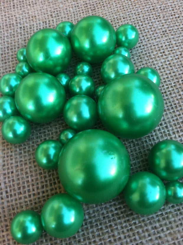 Kelly-Lime Green Jumbo Pearls No holes(8-10-14-18-24-30mm) for vase fillers/wedding - Pick your size.