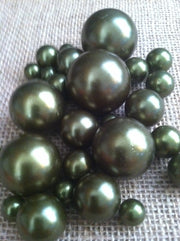 Sage-Olive Green Jumbo Pearls No holes(8-10-14-18-24-30mm) for vase fillers/wedding - Pick your size.
