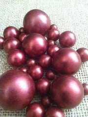 Marsela-Burgundy Jumbo Pearls No holes(8-10-14-18-24-30mm) for vase fillers/wedding - Pick your size.
