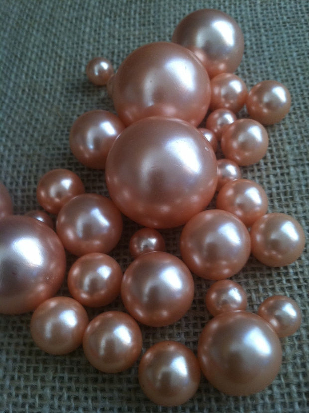 Light Coral-Peach Jumbo Pearls (8-10-14-18-24-30mm) for vase fillers/wedding - Pick your size.