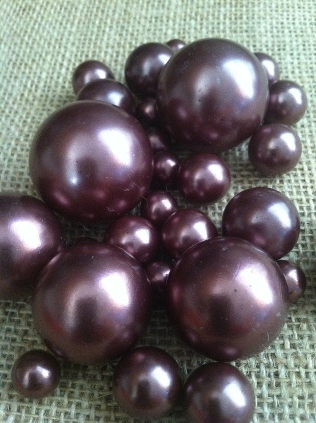 Chocolate Brown Jumbo Pearls No holes(8-10-14-18-24-30mm) for vase fillers/wedding - Pick your size.
