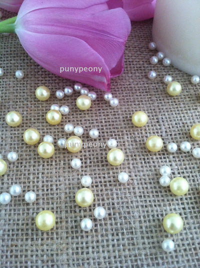 150 Pcs Pearls Ivory/Canary Yellow For Table Scatters/Confetti and wedding decors