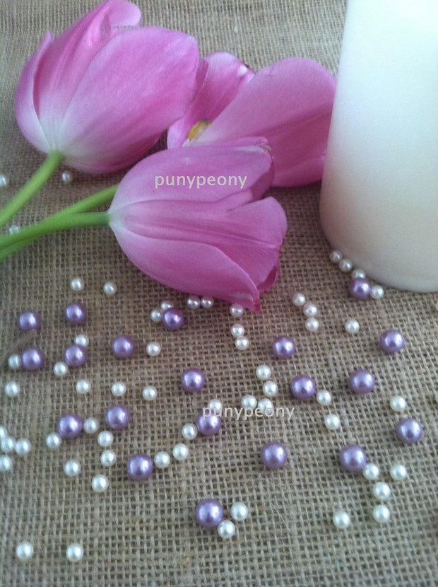 150 Pcs Pearls Ivory/Lilac-Lavendar For Table Scatters/Confetti and wedding decors