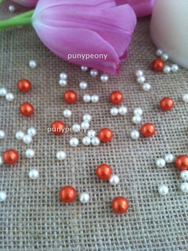 150 Pcs Pearls Ivory/Coral-Orange For Table Scatters/Confetti and wedding decors