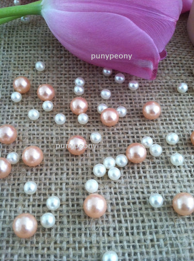 150 Pcs Pearls Ivory/Light Coral-Peach For Table Scatters/Confetti and wedding decors