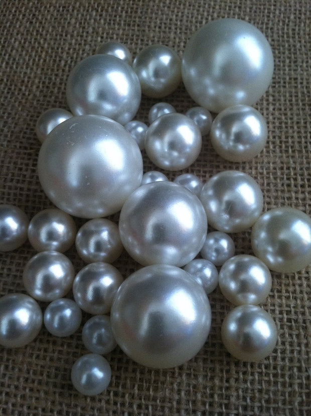 Bulk Loose White Pearls No holes(3-4-5-6-7-8-10-14-18-24-30mm) For crafts, scrapbook, jewelry crafts, vase fillers, charms