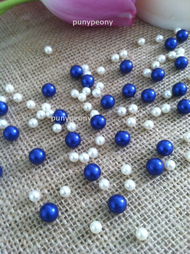 150 Pcs Pearls Ivory/Royal Blue For Table Scatters/Confetti and wedding decors