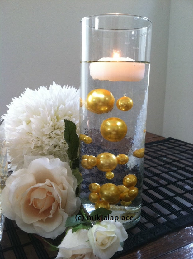 Gold Jumbo Pearls/Table Confetti mix sizes 5-6-7-8-9-10-14-18-14-18-24-30 For Wedding & Home Decors