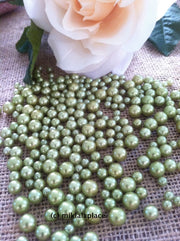 400 Pcs No Hole Pearl Beads Lime Green Mix Sizes Confetti & Table Scatters/Vase Fillers
