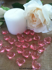 50pcs Pink Acrylic Heart Shaped Table Confetti/Scatters For Wedding/Party