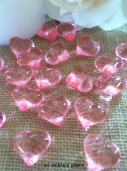 50pcs Pink Acrylic Heart Shaped Table Confetti/Scatters For Wedding/Party