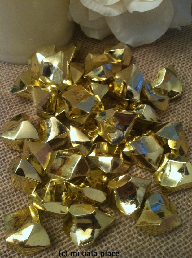 50 pcs 27mm Acrylic Ice Nuggets/Chips Table Scatter (Gold, Silver, Black, Clear, White)