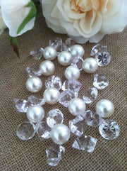Acrylic Diamonds, ice nuggets, White Pearl Gem Mixes Table confetti For centerpieces, Vase fillers