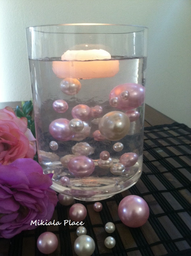 Floating Pearl Vase Filler Jumbo Pearls Ivory/Light-Baby Pink For Centerpieces/Table Top Confetti