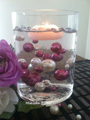 Ivory/Orchid Jumbo Floating Pearls For Vase Fillers/Wedding Centerpiece, Table Confetti, Scatters