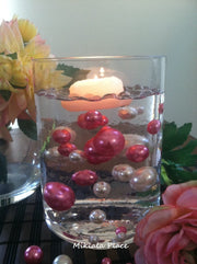 Vase Fillers for Baby Shower/Bridal Shower/Wedding Centerpiece Elegant Floating Jumbo Pearls Ivory/Hot Pink