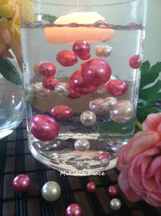 Vase Fillers for Baby Shower/Bridal Shower/Wedding Centerpiece Elegant Floating Jumbo Pearls Ivory/Hot Pink