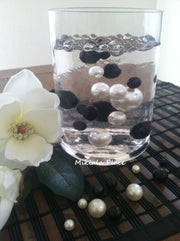 Elegant Black And White Floating Jumbo Pearls Vase Fillers/Wedding Centerpiece, Table Confetti, Scatters
