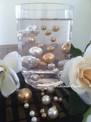 Champagne/Ivory Jumbo Floating Pearls For Vase Fillers/Holiday Wedding Centerpiece, Table Confetti, Scatters