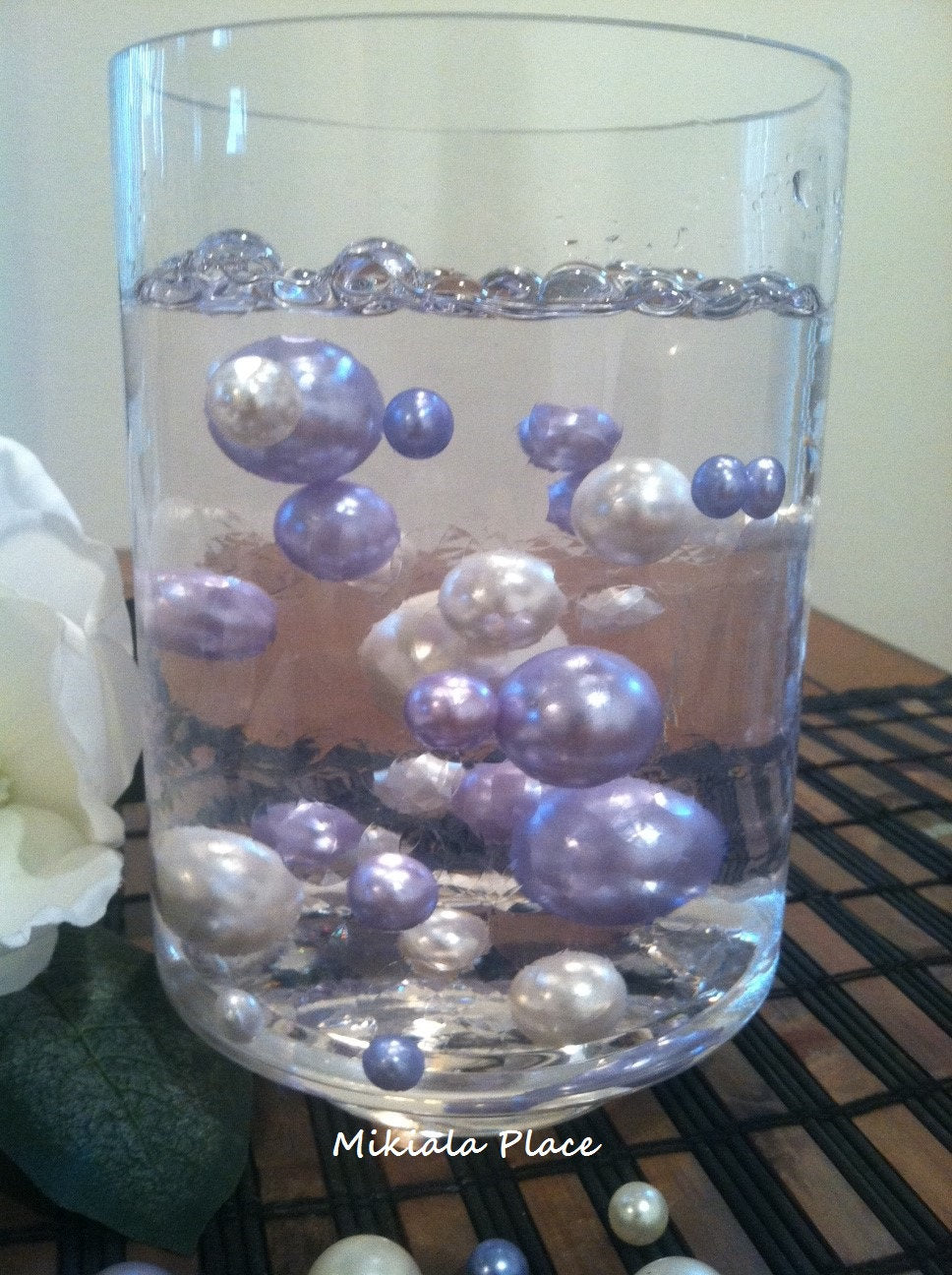 Bungalow Daisy Floating Teal Blue/Light Blue Pearls Centerpieces 80pcs Mix Size Pearls, Size: 10-30mm.