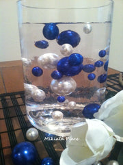 Elegant Vase Filler Jumbo Pearls Royal Blue/White Wedding Centerpieces, Table Scatter, Confetti
