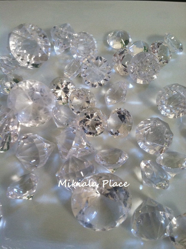 35pcs Clear Sparkling Diamond Gems Mix For Wedding Centerpiece/Home Accents/Table Scatters, Confetti, Vase Fillers