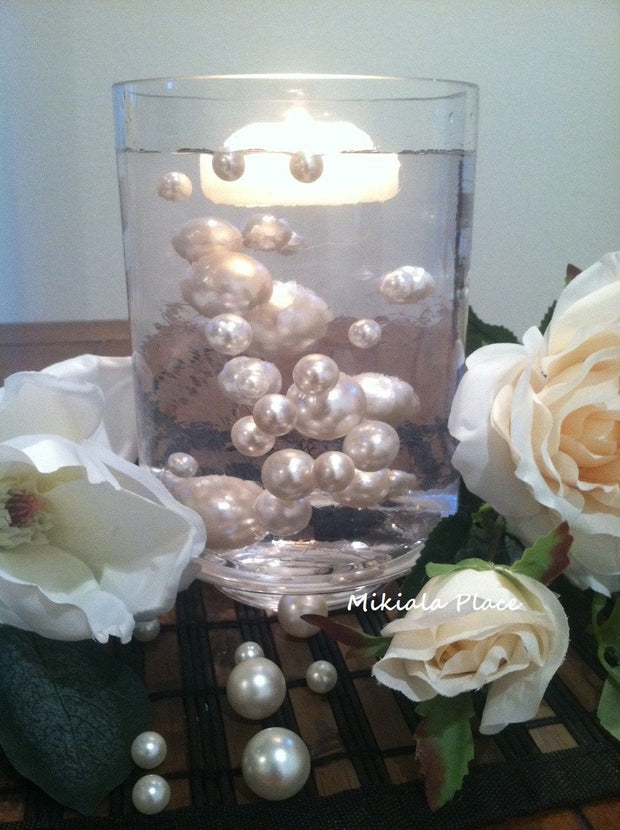 Floating Pearl Centerpiece- DIY - 80pc Mix Size Pearls, Over 30 different colors - For Wedding, Home decors