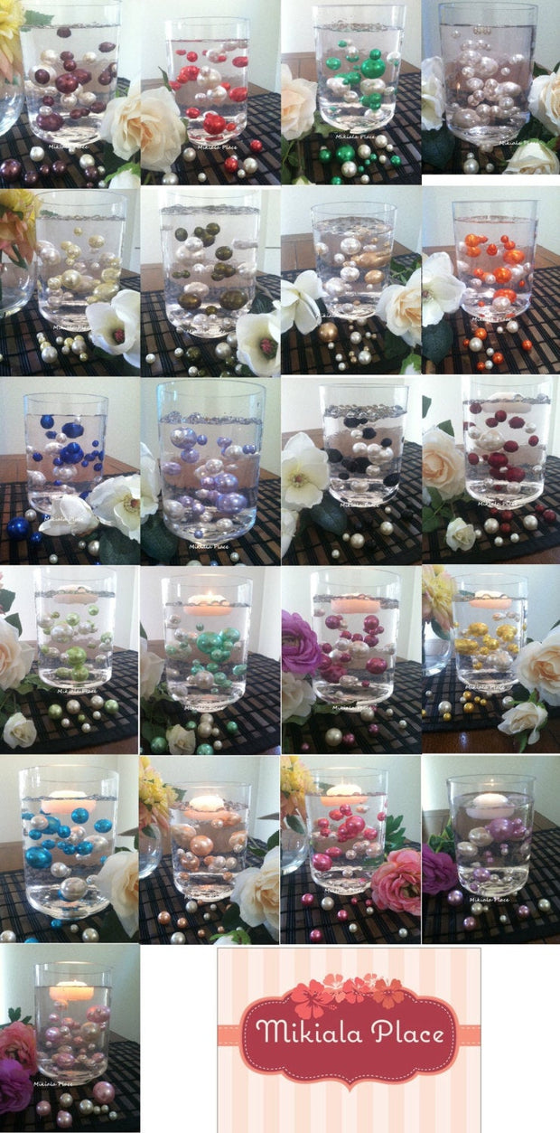 30pc Vase Filler Floating Pearls Pick from 28 pearl color chart For Wedding Centerpiece, Candleplate decor, Home Accents