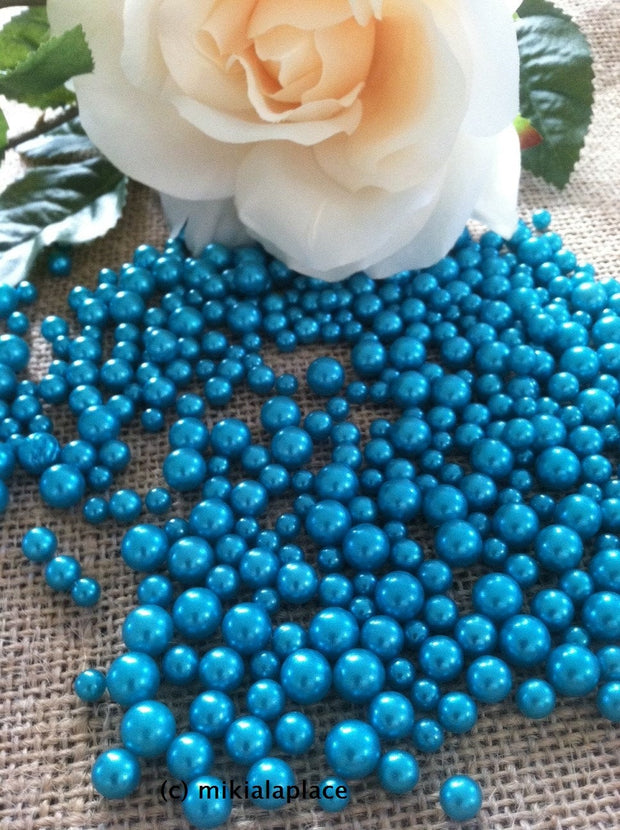 Turquoise Blue Loose Pearls No holes(3-4-5-6-7-8-10-14-18-24-30mm) For Jewelry Trinkets, Crafts/DIY Projects, Decorations