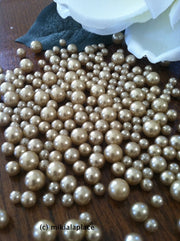 Champagne Loose Pearl Beads Balls (3-4-5-6-7-8-10-14-18-24-30mm) For Jewelry Repairs, Trinkets, Crafts/DIY Projects, Decorations