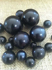 Black Loose Pearl Beads Balls (8-10-14-18-24-30mm) For Jewelry Repairs, Trinkets, Crafts/DIY Projects, Decorations