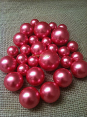 Hot Pink Fushia Loose Pearl Beads Balls(8-10-14-18-24-30mm) For Jewelry Repairs, Trinkets, Crafts/DIY Projects, Decorations