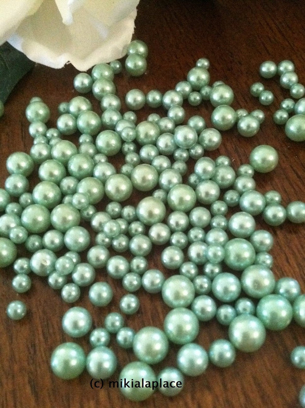 Seafoam Green Loose Pearls No holes(3-4-5-6-7-8-10-14-18-24-30mm) For Jewelry Trinkets, Crafts/DIY Projects, Decorations
