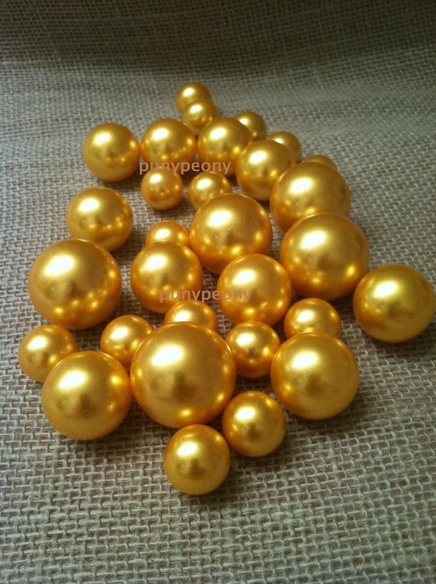 Gold Loose Pearls (3-4-5-6-7-8-10-14-18-24-30mm) For Jewelry Trinkets, Crafts/DIY Projects, Decorations
