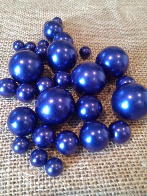 Bulk Loose Royal Blue Pearls size 3mm-30mm for jewelry repairs, crafts, scrapbook, vase fillers,  trinkets