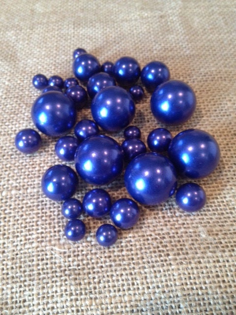 Bulk Loose Royal Blue Pearls size 3mm-30mm for jewelry repairs, crafts, scrapbook, vase fillers,  trinkets