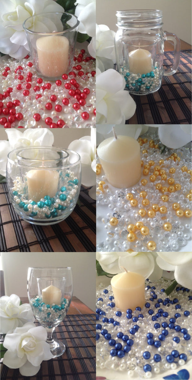 Diamonds & Pearl Mix Decorative Fillers For Candle Votive Fillers, Table Scatters/Confetti,Wine Glass/Mason Jar Fillers