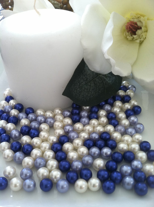 Royal Blue Pearls 300pcs 8mm No Hole Pearls For Candle Glass Fillers/Wine Glass Fillers, Table Scatters