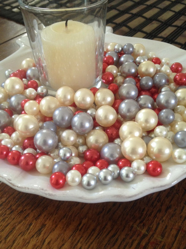 Christmas Holiday Vase Filler Pearls, Christmas Wedding Decor